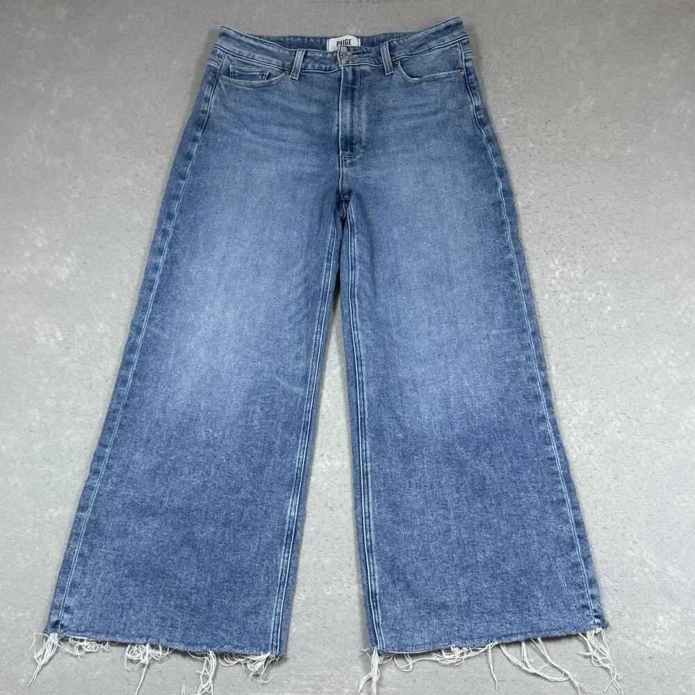 PAIGE Anessa Jeans Women’s Size 31 High Rise Wide-Leg Stretch 5-Pocket Denim